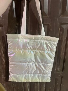 Bath & Body Works Iridescent Puffer Tote in Shimmering White